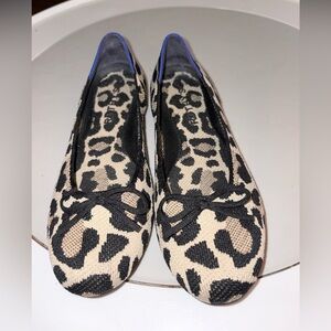 Rothy's Black and Cream Leopard Print Flats Sz 6.5
